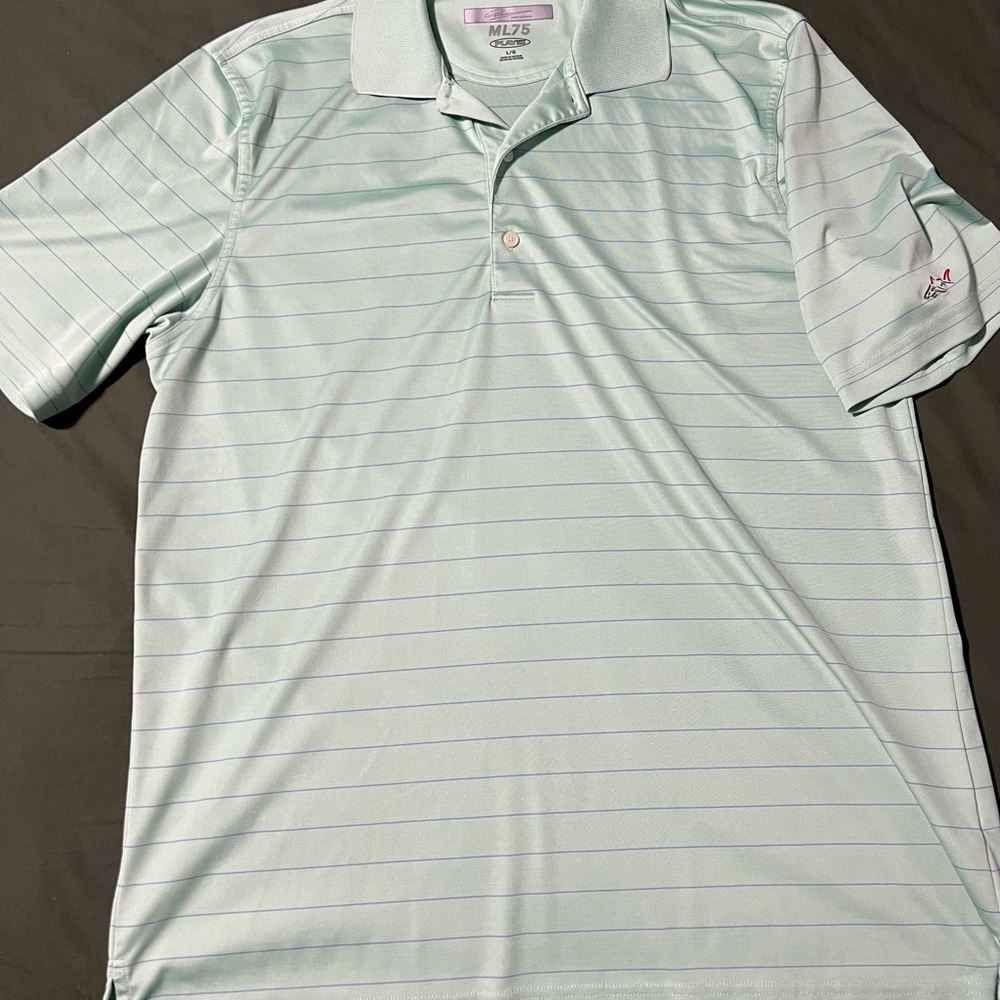 Greg Norman Mint Green Striped Coeur d’Alene Resort Polo
